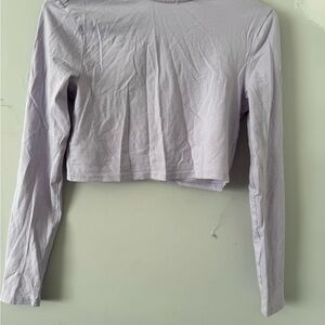 H&M Light Gray Long Sleeve Crop Top